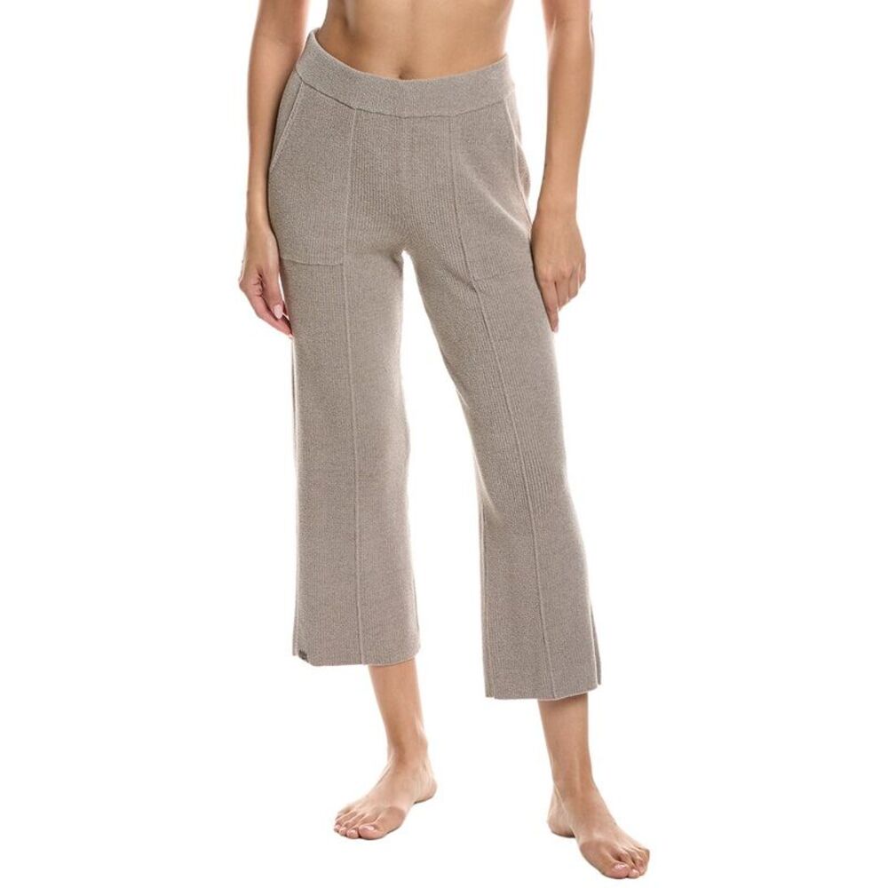 Barefoot Dreams Womens Cozychic Ultra Lite Ribbed Pintuck Crop Pant, Brown